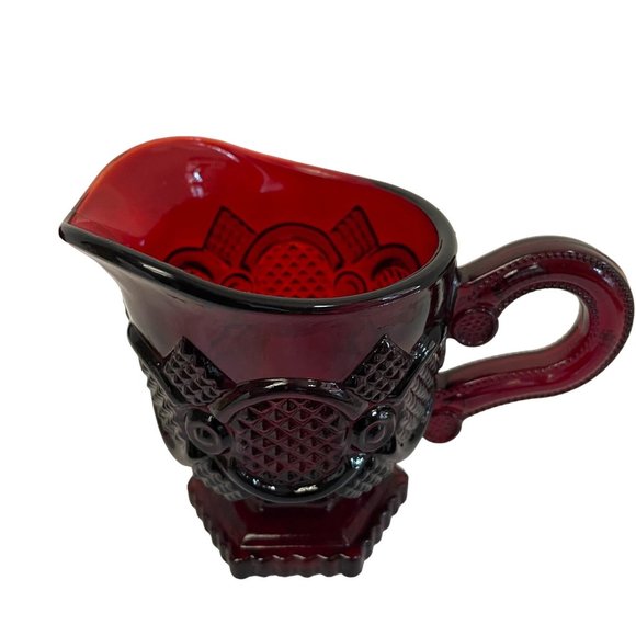 Vintages AVON Cape Cod Ruby Red Glass Creamer 3.5" - Picture 2 of 6